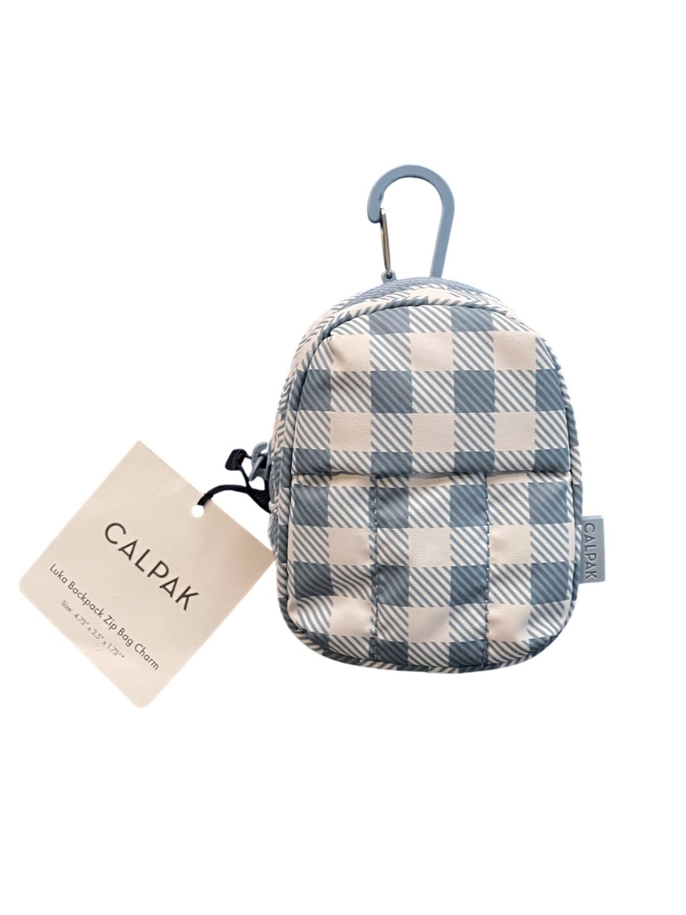 CALPAK Luka Backpack Zip Bag Charm BNWT French Blue Gingham Mini Pouch